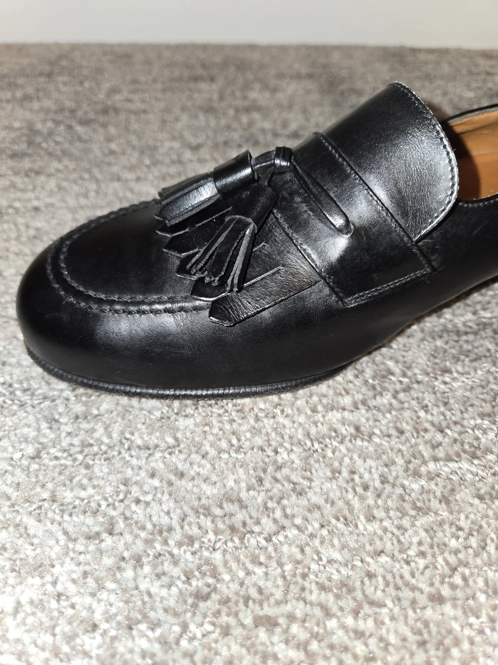 Salvatore Ferragamo Men's Black Leather Tassel SlipOn Loafer 9 EE Classic Luxury
